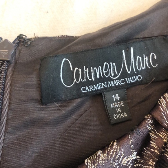 Carmen Marc Valvo Elegant Dress Jewel Accents 14 - Picture 2 of 8